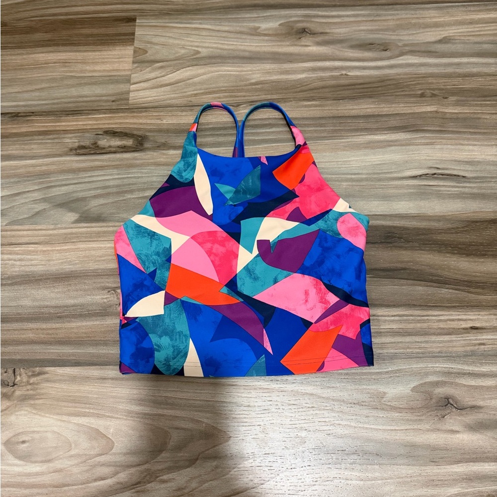 Old Navy Multicolor Abstract Print Cropped Tank Top